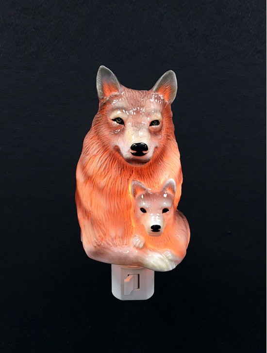 Porcelain Wolf Night Light with Gift Box